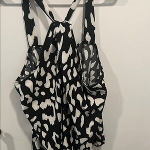 SHEIN Black & White Animal Print Halter Tank Top